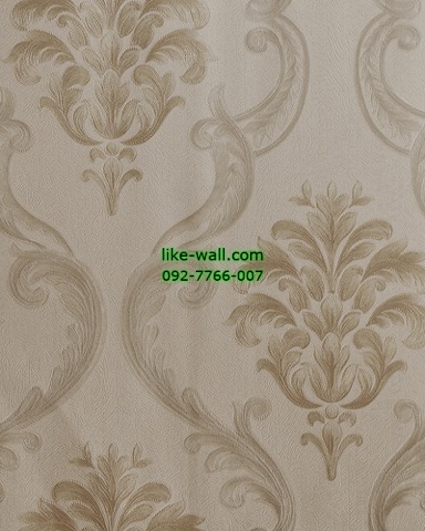 วอลเปเปอร์ติดผนัง ลายหลุยส์ขนาดใหญ่ สีน้ำตาลเหลือง