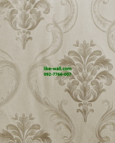 วอลเปเปอร์ติดผนัง ลายหลุยส์ขนาดใหญ่ สีน้ำตาล พื้นเทา