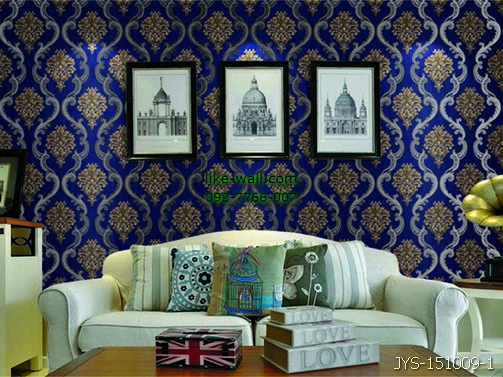 ผลงานตัวอย่างในการติด วอลเปเปอร์ติดผนัง ลายหลุยส์ขนาดใหญ่ 