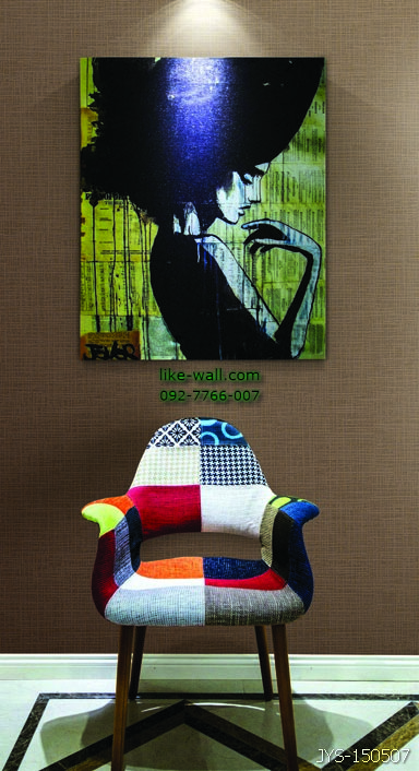 ผลงานตัวอย่างในการติด วอลเปเปอร์ติดผนัง ลายพื้นเรียบและลายเส้นขีด 