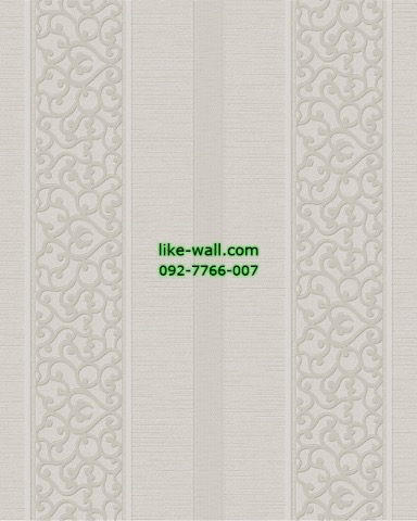 วอลเปเปอร์ติดผนัง ลายเส้นขดในทางตรง สไตล์หลุยส์ สีขาว