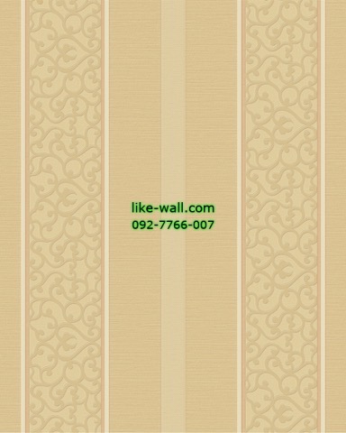 วอลเปเปอร์ติดผนัง ลายเส้นขดในทางตรง สไตล์หลุยส์ สีเหลือง