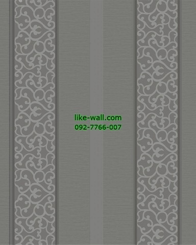 วอลเปเปอร์ติดผนัง ลายเส้นขดในทางตรง สไตล์หลุยส์ สีเทา