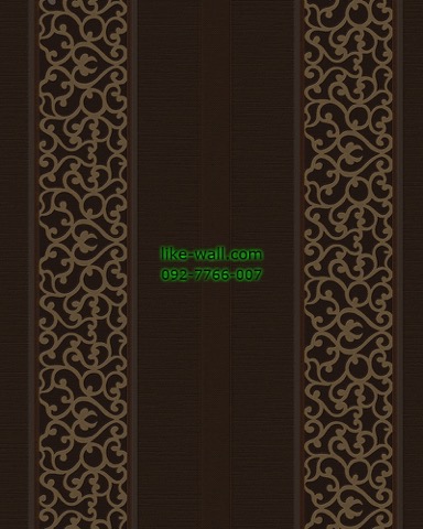 วอลเปเปอร์ติดผนัง ลายเส้นขดในทางตรง สไตล์หลุยส์ สีน้ำตาล