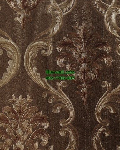 วอลเปเปอร์ติดผนัง ลายหลุยส์ขนาดใหญ่ สีน้ำตาลเข้ม