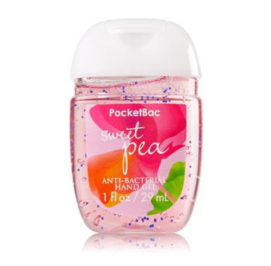 **พร้อมส่ง**Bath & Body Works Sweet Pea PocketBac Sanitizing Hand Gel 29 ml. เจลล้างมือขนาดพกพาแบบไม่ต้องใช้น้ำ สูตรแอนตี้แบคทีเรีย ฆ่าแบคทีเรียได้ 99.9% กลิ่นดอกสวีทพี หอมหวานสดใส คล้ายเยลลี่สีชมพูในถ้วยใส ด้วยความหอมน่ารักสดใส