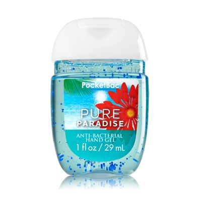 **พร้อมส่ง**Bath & Body Works Pure Paradise PocketBac Sanitizing Hand Gel 29 ml. เจลล้างมือขนาดพกพาแบบไม่ต้องใช้น้ำ สูตรแอนตี้แบคทีเรีย ฆ่าแบคทีเรียได้ 99.9% กลิ่นหอมหวานสดชื่นๆ แนวทรอปริคอล กลิ่นผลไม้หอมละมุนกลมกล่อม ให้ความรู้สึกผ่อนคลาย แอบเซ็กซี่เ