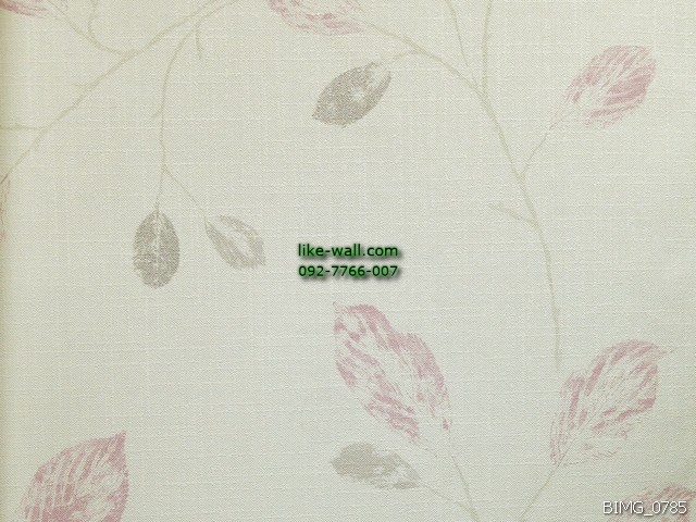  วอลเปเปอร์ติดผนัง ลายใบไม้ สไตล์โมเดิร์น สีชมพู พื้นหลังสีขาว