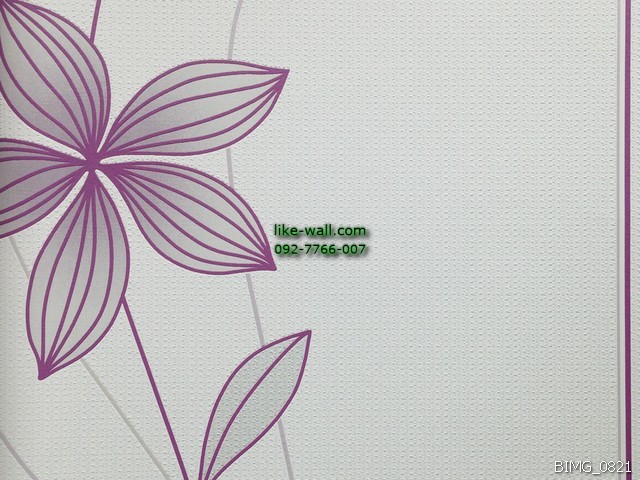  วอลเปเปอร์ติดผนัง ลายดอกไม้ สไตล์เรียบ สีม่วง พื้นหลังสีขาว