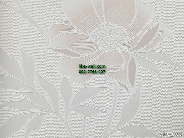 วอลเปเปอร์ติดผนัง ลายดอกไม้ สไตล์เรียบหวาน สีน้ำตาลซีด พื้นหลังสีขาว