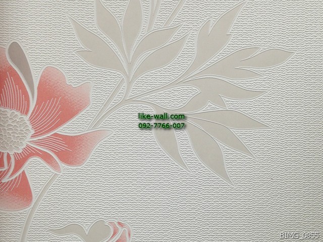 วอลเปเปอร์ติดผนัง ลายดอกไม้ สไตล์เรียบหวาน สีแดง พื้นหลังสีขาว