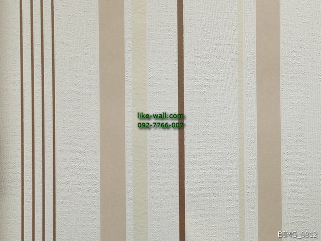 วอลเปเปอร์ติดผนัง ลายทางเส้นตรงเส้นขนาดเล็ก สีน้ำตาล-ขาว