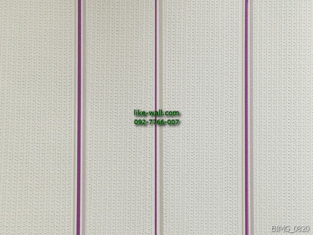 วอลเปเปอร์ติดผนัง ลายทางเส้นตรงเส้นขนาดเล็ก สีม่วง พื้นหลังสีขาว