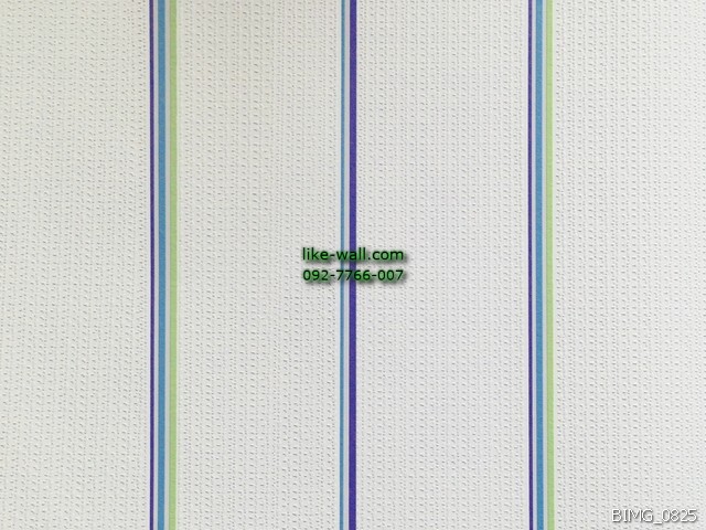 วอลเปเปอร์ติดผนัง ลายทางเส้นตรงเส้นขนาดเล็ก สีฟ้า-เขียว พื้นหลังสีขาว