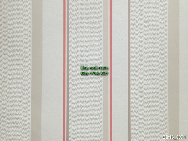 วอลเปเปอร์ติดผนัง ลายทางเส้นตรงหลากสี สีแดง-เทา พื้นหลังสีขาว