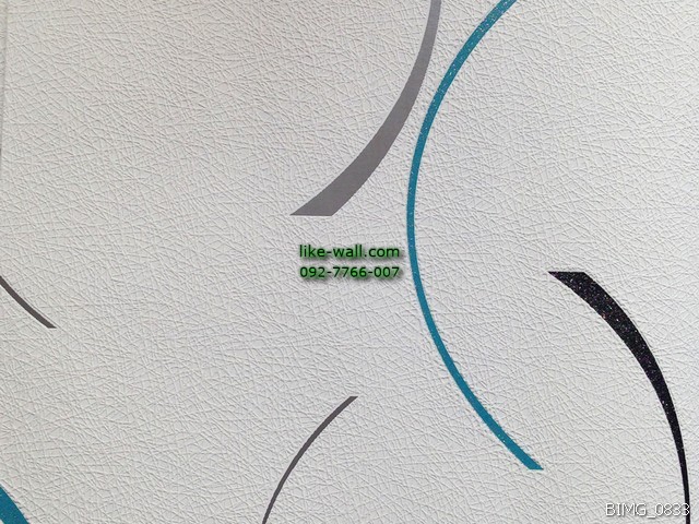 วอลเปเปอร์ติดผนัง ลายเส้นสไตล์โมเดิร์น  สีฟ้า-เทากากเพชร พื้นหลังสีขาว