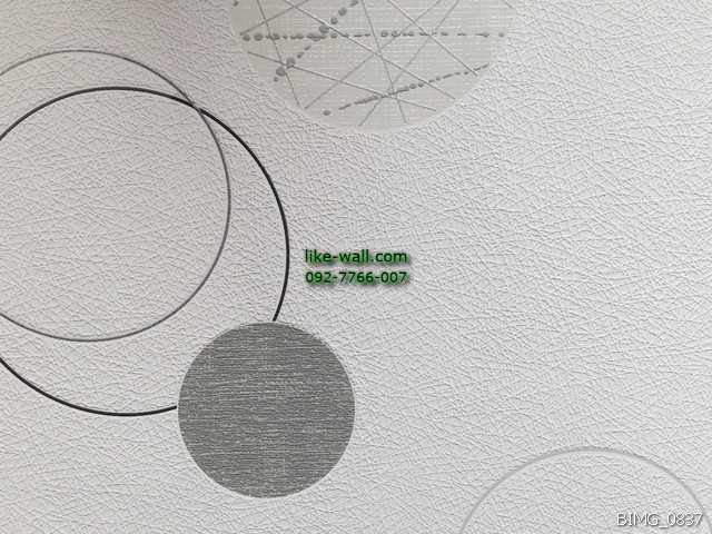 วอลเปเปอร์ติดผนัง ลายวงกลม สไตล์โมเดิร์น  สีเทา พื้นหลังสีขาว