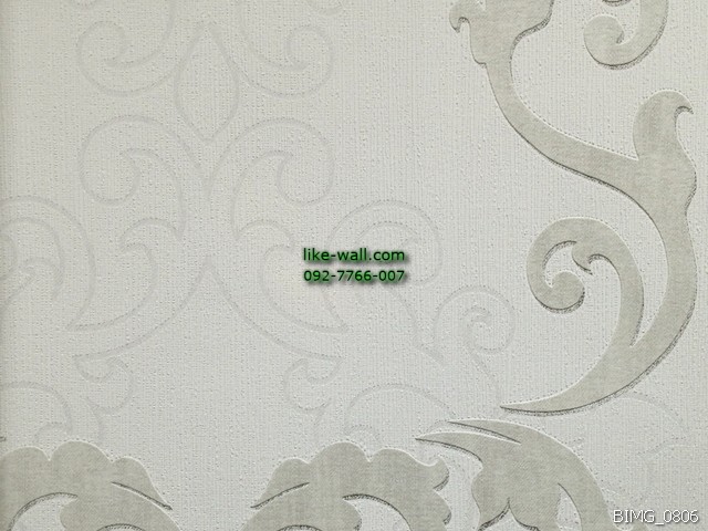 วอลเปเปอร์ติดผนัง ลายหลุยส์ สไตล์หรูหรา สีเทา พื้นหลังสีขาว