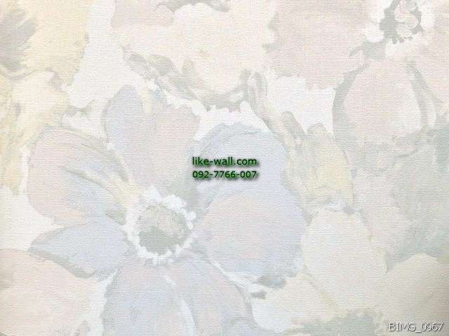 วอลเปเปอร์ติดผนัง ลายภาพวาดดอกไม้หลากสี พื้นหลังสีขาว