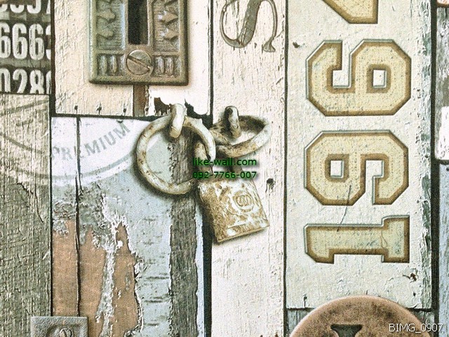 วอลเปเปอร์ติดผนัง ลายไม้เก่า สไตล์เท่ๆ สีเหลืองครีม