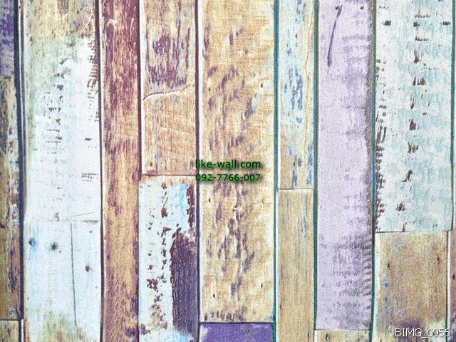 วอลเปเปอร์ติดผนัง ลายไม้เก่า สีน้ำตาลฟ้า