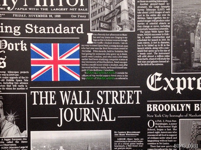 วอลเปเปอร์ติดผนัง ลายหนังสือพิมพ์ประเทศอังกฤษ สีดำ