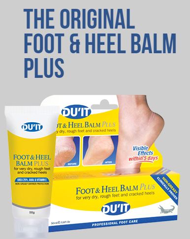 DU'IT Foot & Heel Balm Plus ขนาดปกติ 50 g. ครีมสมานผิวส้นเท้าแตกยอดเยี่ยมใน 5 วัน สินค้าฮอตฮิตจากประเทศออสเตรเลีย ที่ว่ากันว่าใครที่ได้ไปเที่ยวที่นั่นจะต้องหาหอบหิ้วกันมาสต็อคกันเป็นกระเป๋าๆ เพราะสรรพคุณของเค้าเริ่ดมากๆ ดีจริง ประเภทส