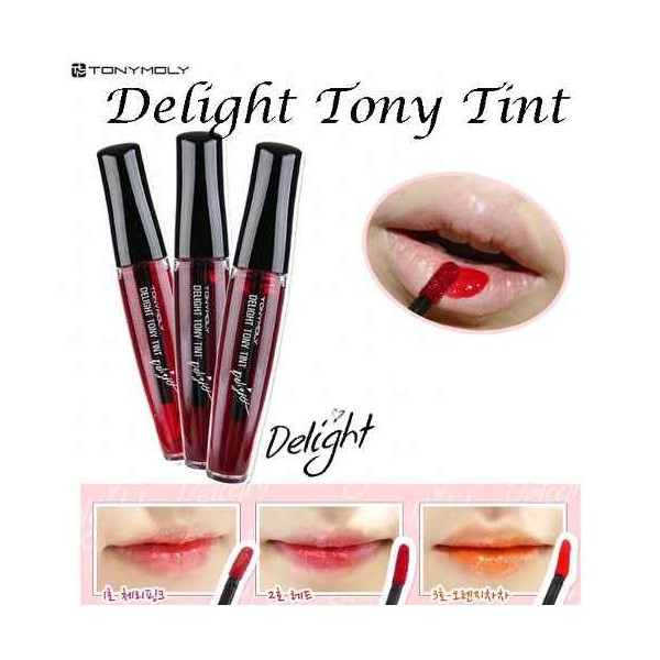 **พร้อมส่ง**Tony Moly Tony Tint Delight ลิปทินท์ชนิดน้ำให้สีสันสดใส ช่วยแต่งแต้มสีสันให้ริมฝีปากดูระเรื่ออย่างเป็นธรรมชาติ มีส่วนผสมของ  Jojoba Seed Oil ไม่ทำให้ริมฝีปากแห้ง