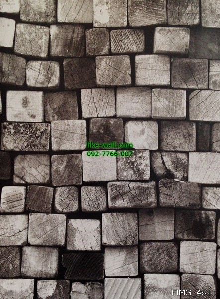 วอลเปเปอร์ติดผนัง ลายแท่งไม้ สีเทา