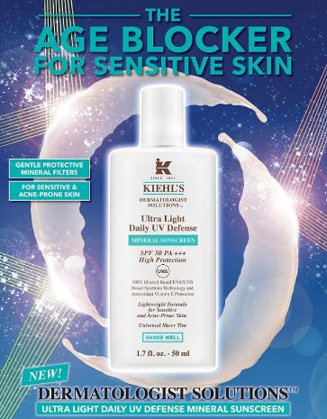 Kiehl's Ultra Light Daily UV Defense Mineral Sunscreen SPF 50 PA+++ 50 ml. กันแดดเพื่อผิวเป็นสิวง่ายและไวต่อความระคายเคืองโดยเฉพาะเนื้อฟลูอิดบางเบาและมีสีอ่อนๆประกอบด้วยสารกรองแสงจากแร่ญาตุ 100% เพื่อช่วยปกป้องผิวเป็นสิวง่ายและไวต่อความระ