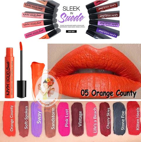 **พร้อมส่ง**NYX Liquid Suede Cream Lipstick เบอร์ 05 Orange County ลิปสติกเนื้อแมทท์ที่เนียนนุ่มเหมือนกำมะหยี่ ทาปุ๊ปปากเรียบเนียนปั๊ป แถมสีชัดมากๆ กลบสีปากคล้ำๆได้สนิท ติดทนใช้ได้เลย แต่ละสีทั้ง 12 เฉดสีนั้นจี๊ดมากจริงๆ