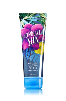 Bath & Body Works Honolulu Sun 24 Hour Moisture Ultra Shea Body Cream 226g. ครีมบำรุงผิวสุดเข้มข้น เติมความชุ่มชื่นให้กับผิวที่ต้องการการบำรุงเป็นพิเศษอีกทั้งมีกลิ่นหอมติดทนนาน มีกลิ่นหอมนุ่มๆของมะพร้าว กับมัคส์หอมละมุน และยังมีกลิ่นเฟรชสด