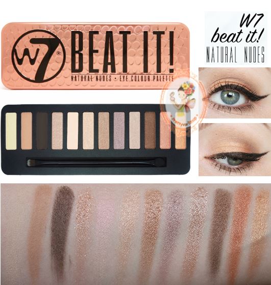 **พร้อมส่ง**W7 Beat It! Natural Nudes Eye Color Palette ปรบมือรัวๆ ให้กับพาเลทสีนี้เลยคะ สีสวยโทนนู้ดน้ำตาลทอง อายเชโดว์ 12 สีสวย มีเนื้อแมท 4 สี และเนื้อชิมเมอร์ประกายระยิบระยับ อีก 8 สี สีแต่งง่ายใช้ได้ทุกวัน ปรับแต่งอ่อนเข้มด้วยสีน้ำตาลเข้มตัดขอบตา หรื