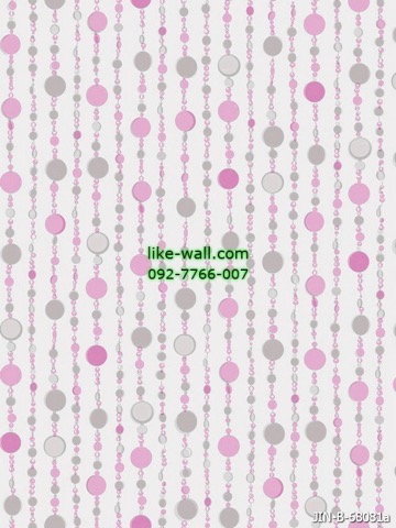 วอลเปเปอร์ติดผนัง ลายโมบายสีสันน่ารัก สีชมพู พื้นหลังสีขาว