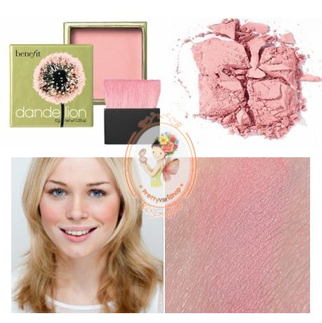 Benefit Dandelion Blush 7 g. พร้อมแปรงปัด แป้งไฮไลท์สีชมพูเพื่อเพิ่มความกระจ่างใสให้ใบหน้าโกลว์สวยดูเปล่งเปลั่งสุขภาพดีหรือใช้แทนบลัชเพื่อพวงแก้มมีสีชมพูระเรื่ออย่างเป็นธรรมชาติ มาพร้อมประกายชิมเมอร์ที่ช่วยกระจายแสงให้ใบหน้า และกลิ่นหอมอ่อนๆให