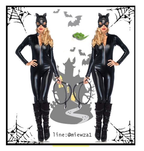 ++พร้อมส่ง++ชุดนางแมวหนังรัดรูปสีดำ สวย Cat woman แคทวูแมน sexy เทห์มาก สินค้ามาพร้อมชุด+หน้ากาก Catwoman
