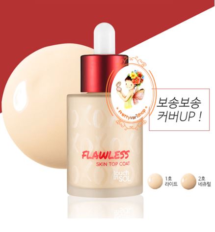 *พร้อมส่ง*Touch In Sol Flawless Skin Top Coat 35 ml. สูตรสำเร็จของความสวยแบบไม่ต้องลงซ้ำ รองพื้นผสมแป้งเพราะมี 5 คุณสมบัติในขวดเดียว ทั้งบำรุง ไพรเมอร์ บีบี รองพื้นและแป้งเซ็ต ใครเป็นสายสวยด่วนควรจัด คุมมันนาน 8-12 ชั่วโมง เนื้อเนียนเกลี่ยง่าย 