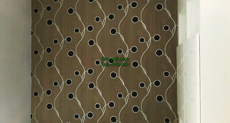 ผลงานตัวอย่าง การติดวอลเปเปอร์ติดผนัง ลายวงกลม ย่านร่มเกล้า