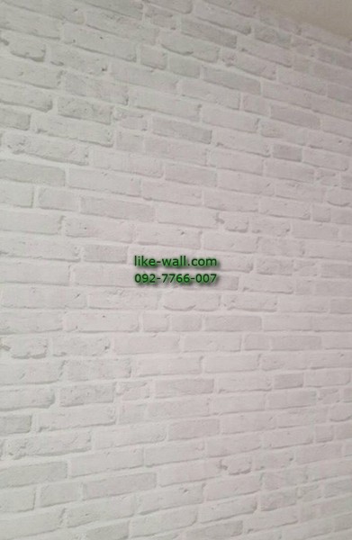 ผลงานตัวอย่าง การติดวอลเปเปอร์ติดผนัง ลายก้อนอิฐ บ้านเดี่ยว ย่านสมุทรปราการ