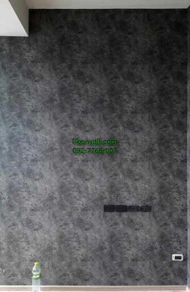 ผลงานตัวอย่าง การติดวอลเปเปอร์ติดผนัง ลายเรียบ ที่คอนโดย่านทองหล่อ