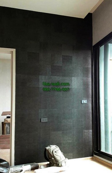 ผลงานตัวอย่าง การติดวอลเปเปอร์ติดผนัง ลายเรียบ ที่คอนโดย่านทองหล่อ