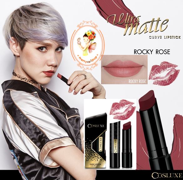 **พร้อมส่ง**Cosluxe Ultra Matte Curve Lipstick สี Rocky Rose ชมพูอมน้ำตาล ใหม่! ลิปสติกเนื้อแมทกำมะหยี่สีใหม่ล่าสุด เนื้อลิปช่วยบำรุงริมฝีปากให้ชุ่มชื่น ไม่แห้งหรือตกร่องระหว่างวัน แถมเนื้อยังเบานุ่มและมีพิกเม้นต์ที่แน่นติดทนนาน นุ่ม ลื่น เกลี่ยง่าย แห้งไ