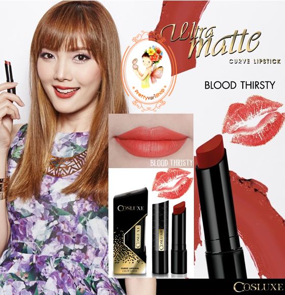 **พร้อมส่ง**Cosluxe Ultra Matte Curve Lipstick สี Blood Thirsty ส้มสด ใหม่! ลิปสติกเนื้อแมทกำมะหยี่สีใหม่ล่าสุด เนื้อลิปช่วยบำรุงริมฝีปากให้ชุ่มชื่น ไม่แห้งหรือตกร่องระหว่างวัน แถมเนื้อยังเบานุ่มและมีพิกเม้นต์ที่แน่นติดทนนาน นุ่ม ลื่น เกลี่ยง่าย แห้งไ