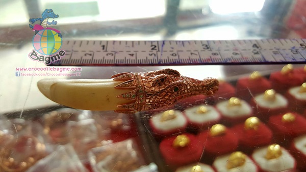 พร้อมส่ง  เขี้ยวจระเข้เลี่ยมทอง (ตัวเรือนเงิน ชุบทองพลอยแท้)