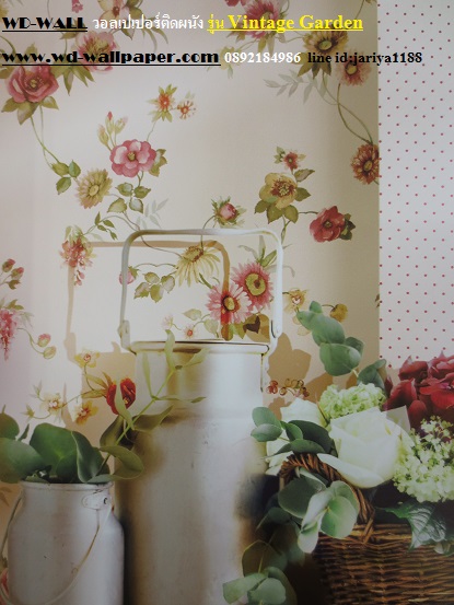 วอลเปเปอร์ติดผนัง สไตล์ดอกไม้วินเทจ หลุยส์วินเทจ  (Vintage Style)