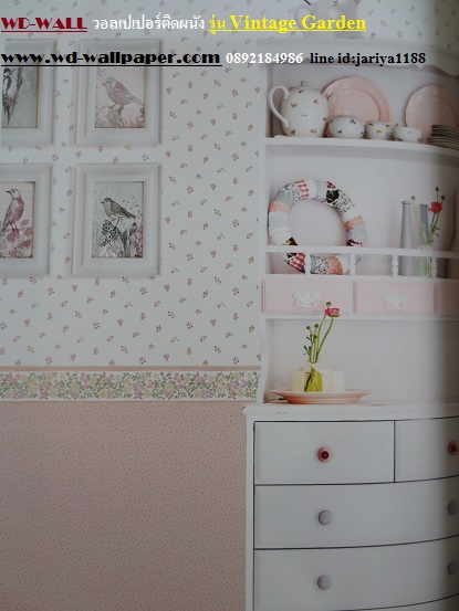 วอลเปเปอร์ติดผนัง สไตล์ดอกไม้วินเทจ หลุยส์วินเทจ  (Vintage Style)