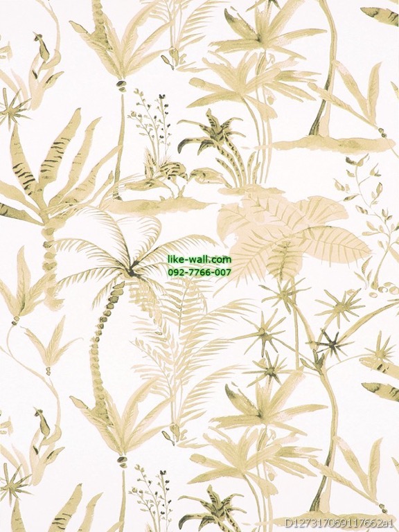 วอลเปเปอร์ติดผนัง ลายต้นไม้ธรรมชาติ สีเหลือง