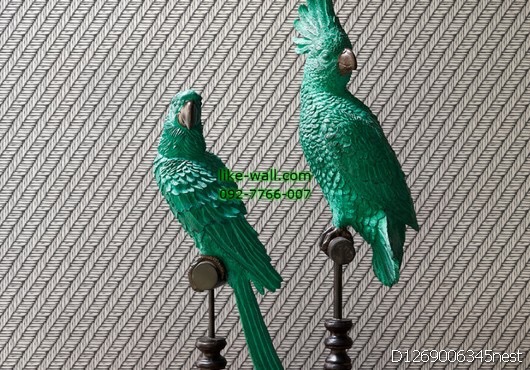 ตัวอย่างการติดตั้งวอลเปเปอร์ติดผนัง ลายเชือกบนพื้นเรียบ สีดำ