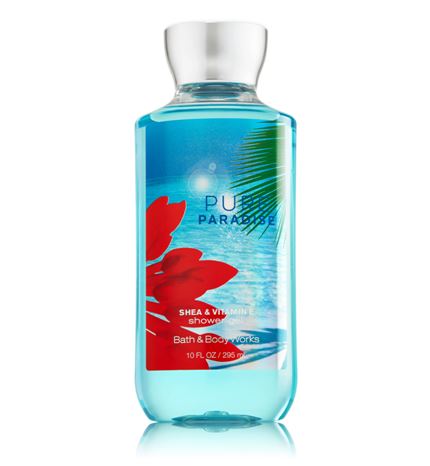 Bath & Body Works Pure Paradise Shea & Vitamin E Shower Gel 295ml. เจลอาบน้ำกลิ่นหอมติดกายนานตลอดวัน กลิ่นหอมหวานสดชื่นๆ แนวทรอปริคอล กลิ่นผลไม้หอมละมุนกลมกล่อม ให้ความรู้สึกผ่อนคลาย แอบเซ็กซี่เล็กๆจ๊ะ แพคเกจสวยน่าใช้มากคะ