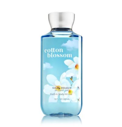 **พร้อมส่ง**Bath & Body Works Cotton Blossom Shea & Vitamin E Shower Gel 295ml. เจลอาบน้ำกลิ่นหอมติดกายนานตลอดวัน เนื้อเจลเข้มข้นบำรุงผิวให้รู้สึกชุ่มชื่นตั้งแต่ครั้งแรกที่ใช้เลยค่ะ 